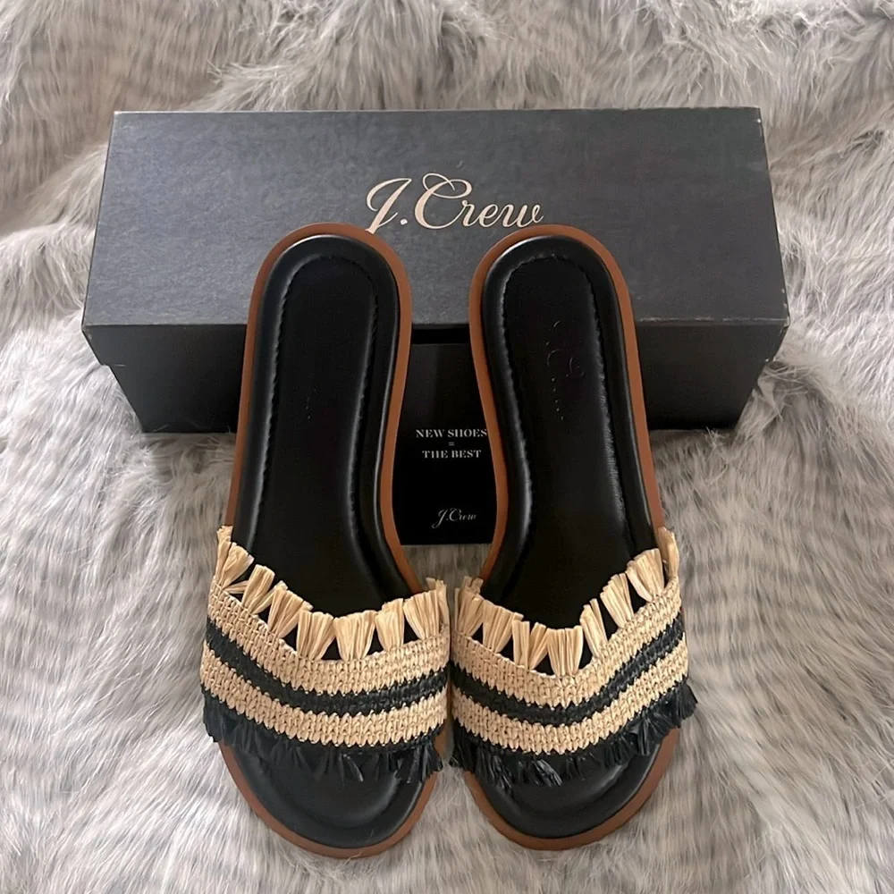 COPY - J.Crew New in Box Women’s Woven Raffia Fringe Strap Sandal Size 8 - Picture 2 of 6